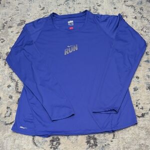 Nike Fit Dry Long Sleeve Run Top Purple L Performance Running Shirt
